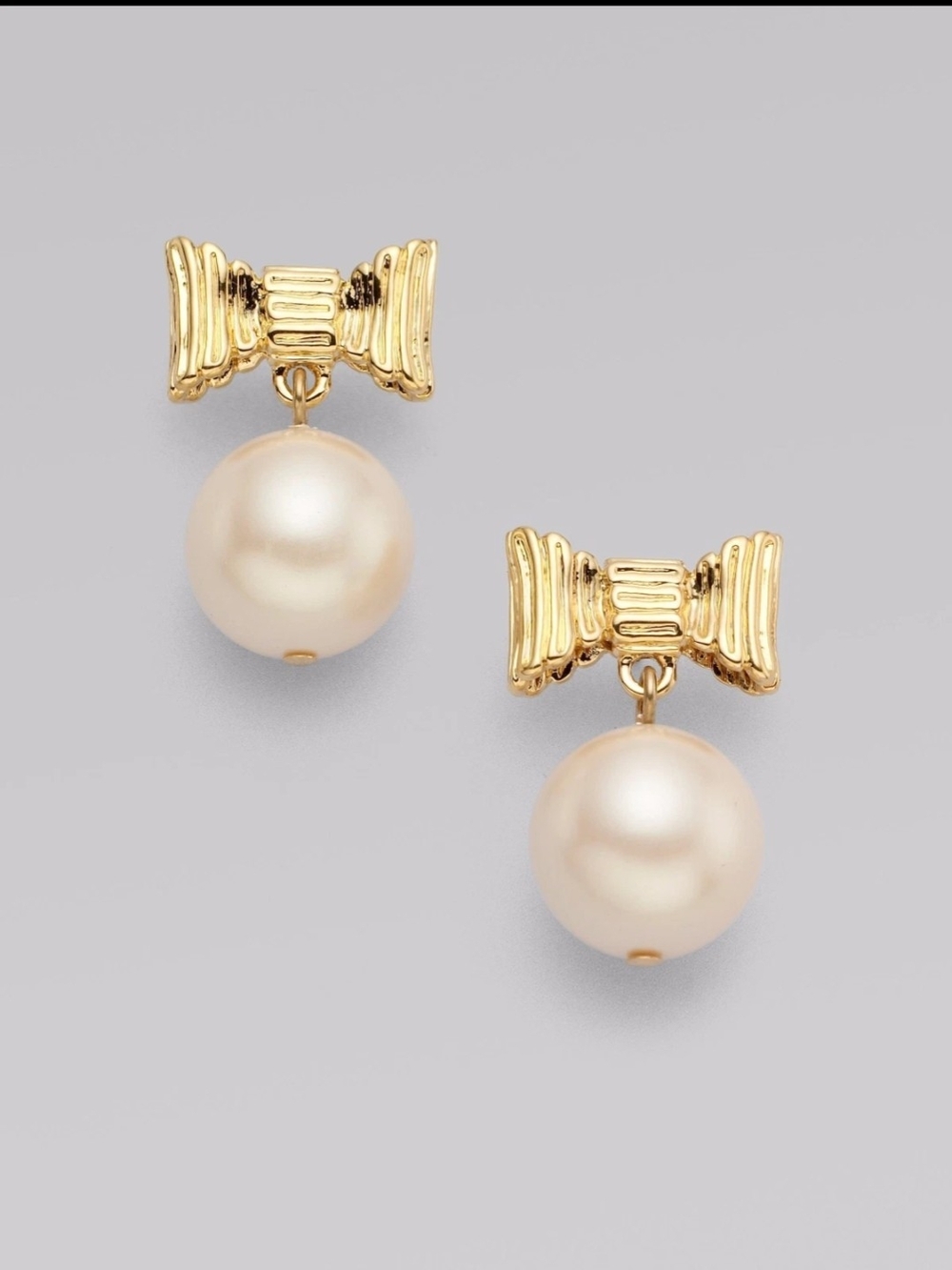 kate spade Gold Bow Pearl Drop Earrings